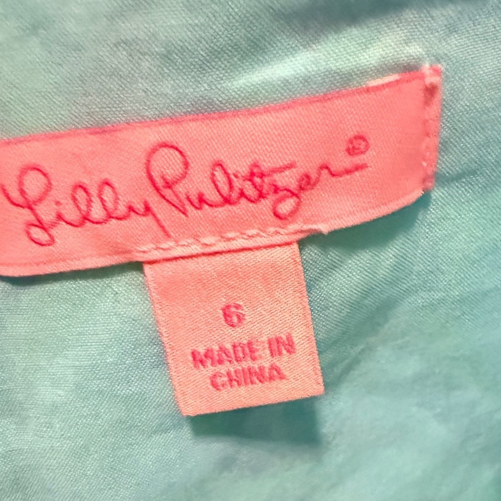 Lilly Pulitzer Multicolor neon Delia Paisley Lace Trim Cotton Shift Dress  6 - Picture 6 of 8